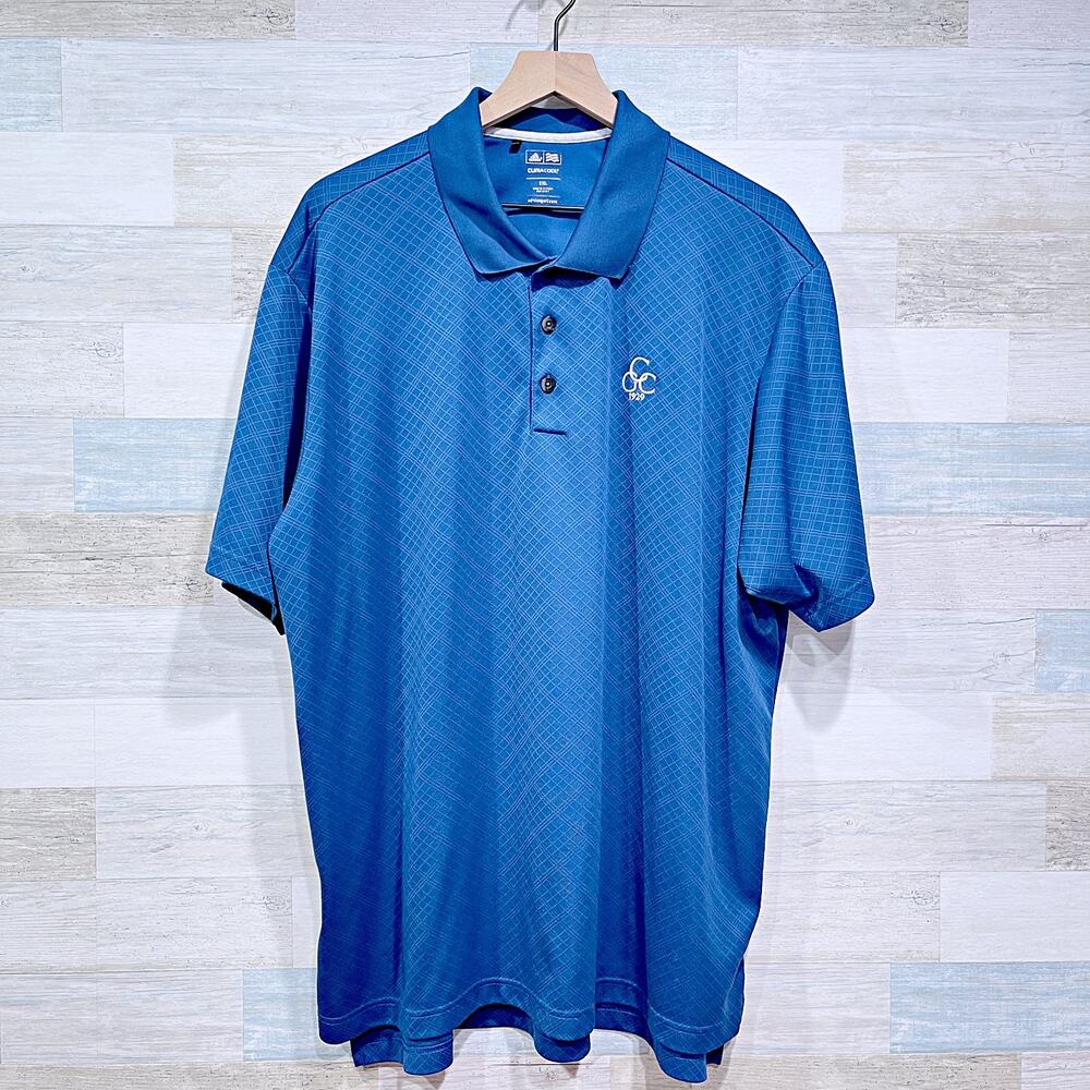 Adidas Country Club Performance Golf Polo Shirt Blue Climacool Mens XXL 2XL